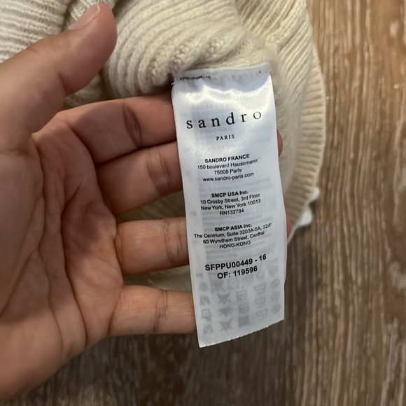 Sandro Wool Cream Ribbed Sweater - Picture 6 of 6